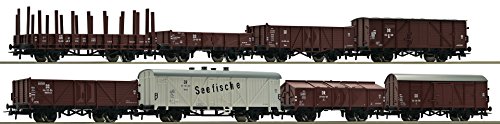 Roco: Güterwagen-Set, 8-teilig, DR, Epoch III, HO, Braun, Realistisch, Erwachsener von Roco