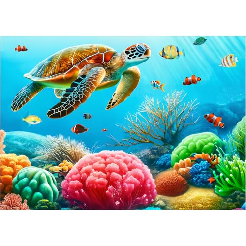 Rocorose 1000 Teile Puzzle für Erwachsene, Meeresschildkröten Jigsaw Puzzle, Herausfordernde Unterwasserwelt Puzzlespiel für Familie von Rocorose