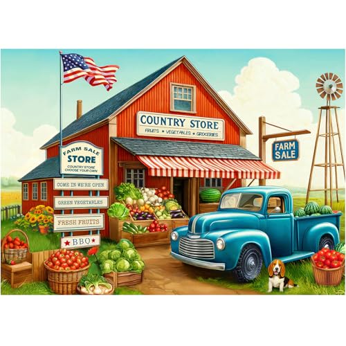 Rocorose 1000 Teile Puzzle für Erwachsene Country Store Herausfordernde Obst- und Gemüse-LKW-Herbst-Puzzle, perfekt für Familienspiel, jedes Stück ist einzigartig von Rocorose