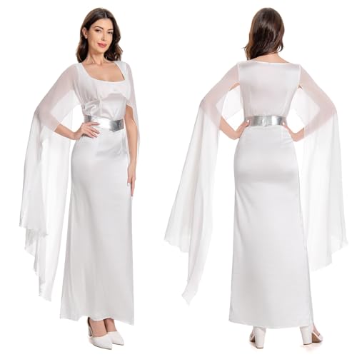 Rodwake Damen-Prinzessinnen-Cosplay-Kostüm, weißes Kleid, mit Kapuze, langer Robe, klassischer Deluxe-Anzug von Rodwake