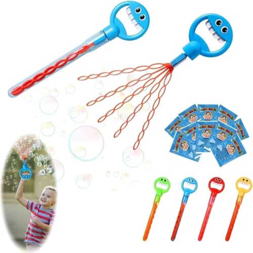 5-Claw Bubble Machine Wand - 32 Hole Smiley Face Design with 10 Bubble Liquids | Reusable Outdoor Toys for Garden Parties, Birthdays & Family Fun(Blue) von Roeiiow