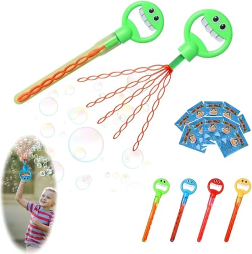 5-Claw Bubble Machine Wand - 32 Hole Smiley Face Design with 10 Bubble Liquids | Reusable Outdoor Toys for Garden Parties, Birthdays & Family Fun(Green) von Roeiiow