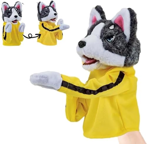 Kung fu Dog,2024 New Dog Boxing Hand Puppet Toy, Streichtierpuppe-Boxerpuppe mit Sound und Boxaktion,Handpuppen-Plüschspielzeug für Rollenspiele und Geschichtenerzählen,1PCS von Roeiiow