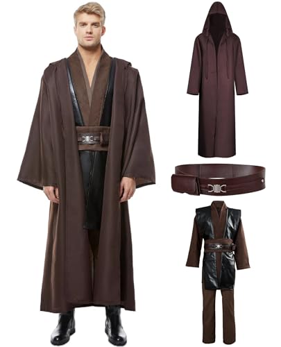 Anakin Skywalker-Kostüm für Erwachsene, Herren, Tunika, Robe, Obi-Wan, Kenobi, Cosplay, Hose, Gürtel, Umhang, Zubehör, Outfit, Kaffee, M Anakin Skywalker-Kostüm für Erwachsene, Herren, Tunika, Robe, Obi-Wan, Kenobi, Cosplay, Hose, Gürtel, Umhang, Zubehör, Outfit, Kaffee, M von Roeutoo