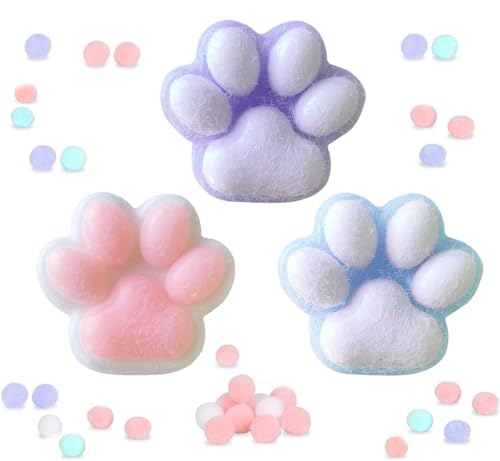 Fidget Toys, Anti Stress Spielzeug, 3 Stück Katzenpfoten Fidget Toy Set, Cat Paw Squeeze Toy, Fufu Squishy für Stressabbau, Handgemachte Squishy Big Cat Paw für Kinder und Erwachsene von Rohqipmk