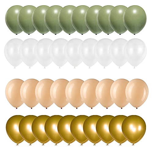 Luftballons Grüne Luftballons hochzeit 50 Stück 30cm Luftballons Salbei Grün Gold Weiß Helium Ballons für Hochzeit Geburtstag Baby Shower Jubiläum Dschungel Safari Party Dekoration von Roimylie