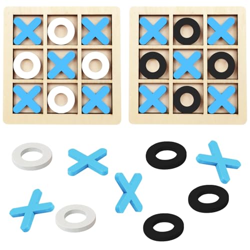 2 Stück Tic Tac Toe Extreme Tic Tac Toe Outdoor,Tic Tac Toe Holz Tictactoe, X Und O Reisespiel,Für Erwachsene Wohnzimmer Dekor Und Schreibtisch Dekor Familienspiele 14.5x14.5x0,6cm von Roinaid