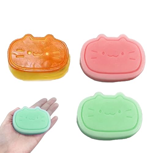 3 Stück Stressball Erwachsene,Antistressball,Stressball Kinder,Katze Anti Stress Ball,Geeignet für Kinder und Erwachsene,um Ängste Abzubauen und Stress Abzubauen(Rosa,Gelb,Grün) von Roinaid