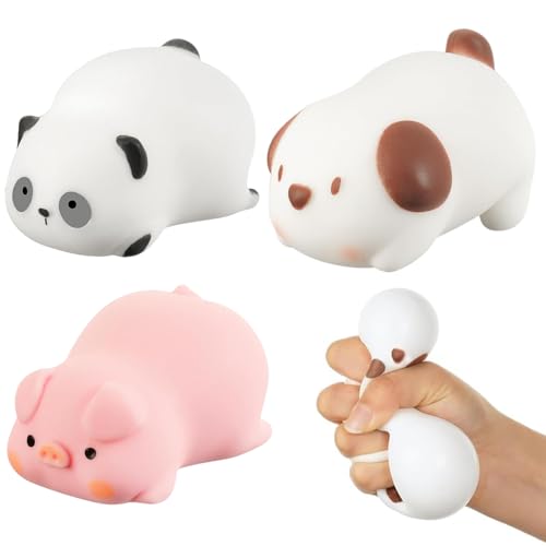 Quetsch Spielzeug 3 Stück Stress Spielzeug Squeeze Toy Stress Toy Quetschspielzeug Weicher Knautschball Spielzeug Eignet für Kinder Erwachsene Partygeschenke (Schwein Welpe Panda) von Roinaid