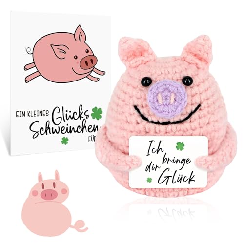 Roinaid Glücksbringer Kuscheltier 1 Stück,Glücksbringer Prüfung, Positive Kartoffel - Ersatz, Lustiges Positives Schwein, Häkelschweinchen Puppe Niedliche, Gute Besserung Geschenk, Kur Geschenke von Roinaid