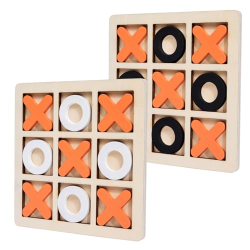 Tic-Tac-Toe Holzspiel 2 Stück Holz Legespiel Tic Tac Toe Extreme Kinder Jeden Alters XO Reisespiel Denkspiel Familienspiel für Partys und Feiern, 14 * 14 * 0.5cm von Roinaid