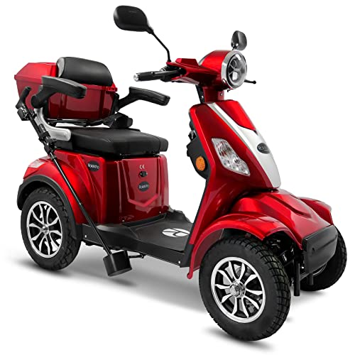 Rolektro Seniorenmobil E-Quad 15 V.3 Rot Lithium Akku - Elektromobil 4-Rad - 95km Reichweite E-Mobil - 1000W Seniorefahrzeug mit Zulassung von Rolektro