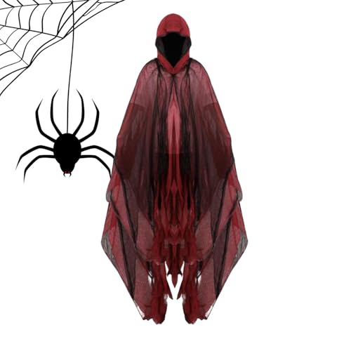 Halloween-Geisterumhang – atmungsaktives Spukhaus-Cosplay-Kostüm für Erwachsene | Gruselig bedruckter Halloween-Kapuzenumhang, Halloween-Cosplay-Kostüme, Hexenumhang, Kapuzenmantel für Maskerade von Rolempon