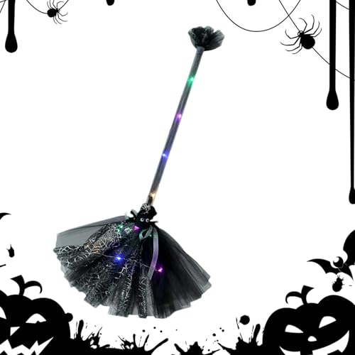 Halloween Hexenbesen – Im Dunkeln leuchtender Hexenbesen | Halloween-Hexenbesen, Zaubererbesen, Cosplay-Besen-Requisite, Hexenbesen, Cosplay-Requisiten mit LED-Lichtern für Halloween-, Dress-Up-C von Rolempon