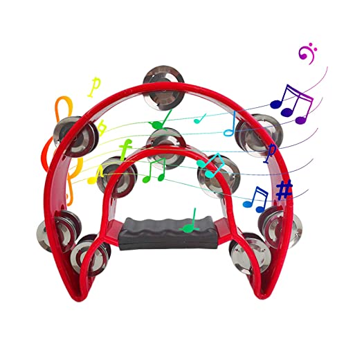 Kinder-Tamburin, zweireihig, -Tamburin mit 20 Glocken, Handtrommel mit ergonomischem Griff zum Lernen von Kindern von Rolempon