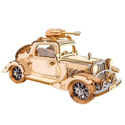 Rolife 3D Puzzle Auto-Holzpuzzle 3D Modellbausatz für Erwachsene Kreativer DIY-Bausatz, Bastelset für Dekoration & Ästhetische Geschenke für Teenager(Vintage Car) von Rolife