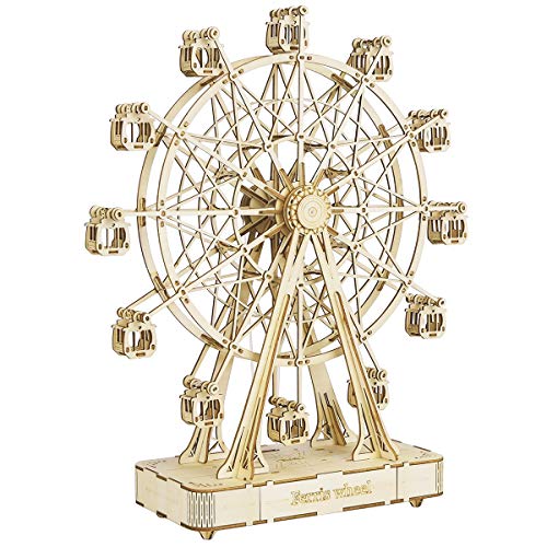 Rolife 3D Puzzle Riesenrad Spieldose Modellbausatz Holzbausatz Erwachsene mit Musik für Kinder und Erwachsene Basteln Erwachsene Frauen 3D Puzzle Kinder von Rolife