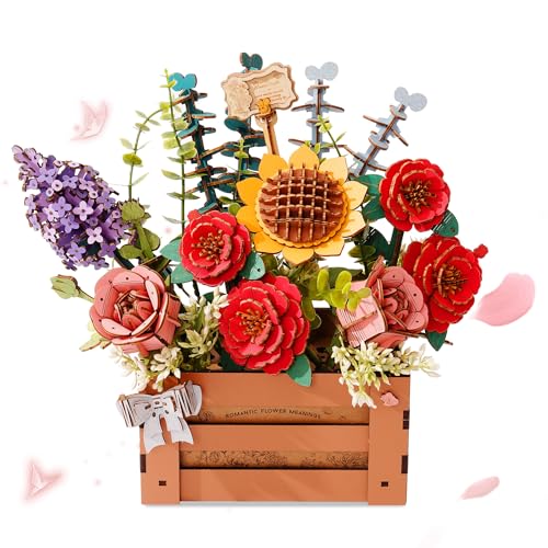 Rolife 3D Puzzle Holzblühbox Floristik Modellkits für Erwachsene zum Bauen Ewige Blumen Wohnkultur Weihnachts Geburtstags Geschenk für Sie/Ihn von Rolife