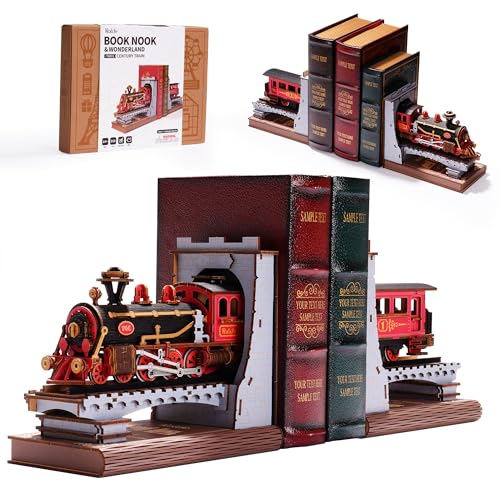 Rolife 3D Puzzles für Erwachsene DIY Book Nook Kit Holz VintageTrain Dekorative Buchstützen 6,5 Zoll Modellbau Bausatz Basteln für Erwachsene Geschenke für Jungen Mädchen von Rolife