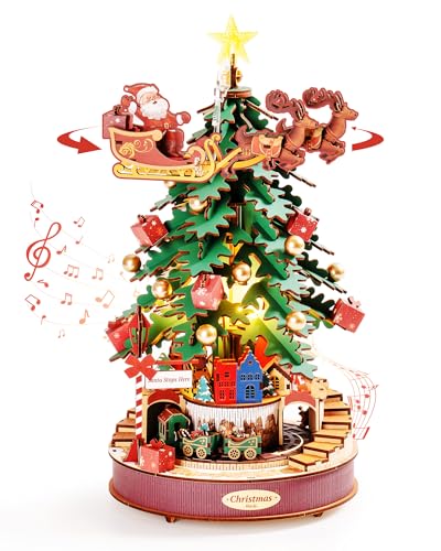 Rolife 3D Puzzles für Erwachsene Holz Musical Weihnachtsbaum 15,7 Zoll Modellbau Kit Dekoration Basteln für Erwachsene Geschenke für Jungen Mädchen von Rolife