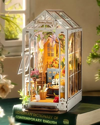 Rolife Book Nook Kit für Erwachsene DIY Miniature House mit LED-Licht für Buchstütze Bibliothek Bücherregal Dekoration 3D Puzzle Buchstützen aus Holz Erwachsene Booknook Geschenken für Frauen(TGB06) von Rolife