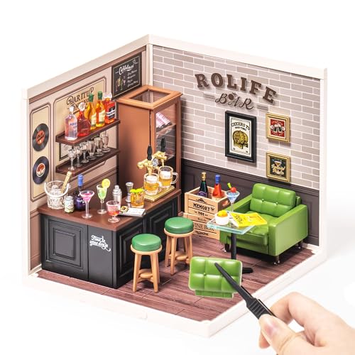 Rolife DIY Miniatur Haus Kits Superwelt Serie Puppenhaus Modellbausätze mit Zubehör Hobbys von Frauen Weihnachten Geburtstag Geschenk für Kinder und Erwachsene (Gemütliche Cheers Bar) von Rolife