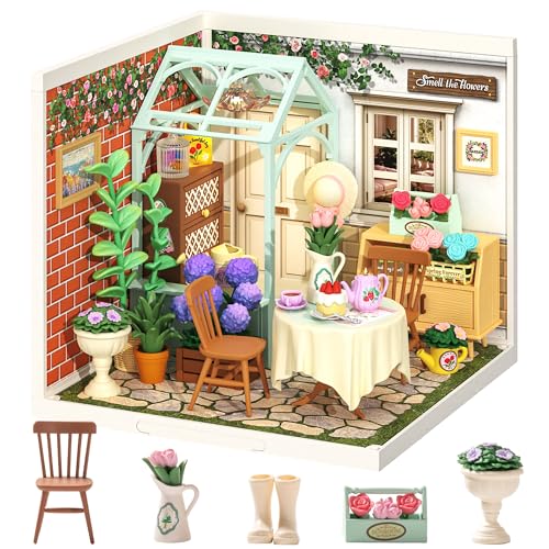 Rolife DIY Miniature House Kit Model Kits for Adults to Build Home Desk Bookshelf Decoration Craft Kits for Adults Gift Idea for Girls Boys Kids (Blooming Tea Garden) von Rolife