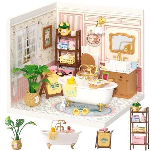 Rolife DIY Miniature House Kit Model Kits for Adults to Build Home Desk Bookshelf Decoration Craft Kits for Adults Gift Idea for Girls Boys Kids (Pop Bubble Bathroom) von Rolife