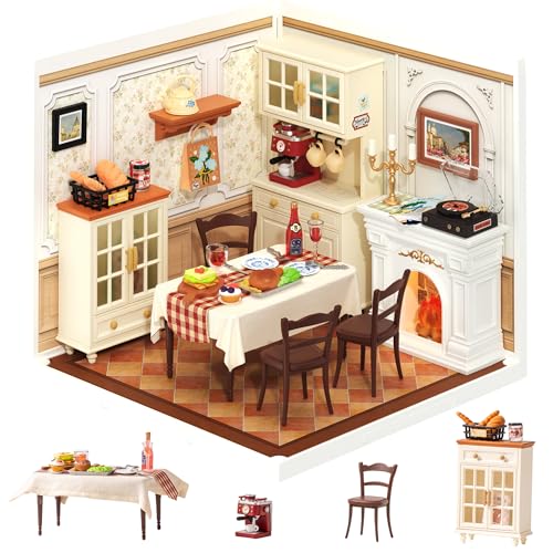 Rolife DIY Miniature House Kit Model Kits for Adults to Build Home Desk Bookshelf Decoration Craft Kits for Adults Gift Idea for Girls Boys Kids (Warm Dining Room) von Rolife