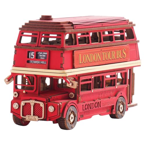 Rolife London Tour Bus 3D Puzzle Buchstützen aus Holz Modellbausätze Erwachsene 3D Holzpuzzle Basteln für Spielzeug DIY Kit für Kinder Geschenken für Frauen TGM02 von Rolife