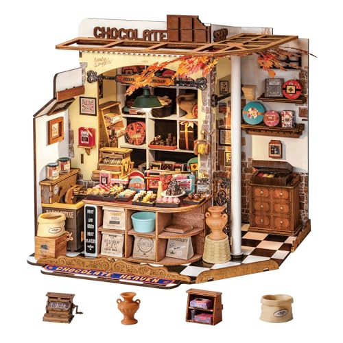 Rolife Miniatur Haus Henrys Schokoladenladen, 330-teiliges Mini Haus Selber Bauen Bastelset Erwachsene für Jugendliche Kein Kleber erforderlich, Puppenhaus Tiny House Bausatz 3D Puzzle Book Nook Rolife Miniatur Haus Henrys Schokoladenladen, 330-teiliges Mini Haus Selber Bauen Bastelset Erwachsene für Jugendliche Kein Kleber erforderlich, Puppenhaus Tiny House Bausatz 3D Puzzle Book Nook von Rolife
