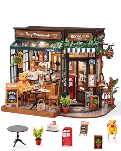 Rolife Miniatur Haus Selber Bauen Tipsy Restaurant - DIY Puppenhaus Tiny House Bausatz Mini Haus Home Desk Bücherregal Dekoration Idee von Rolife