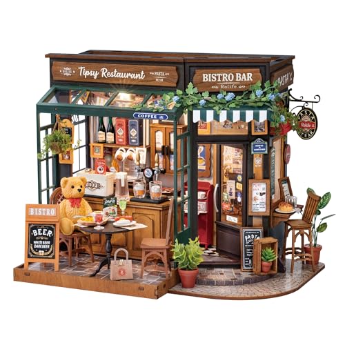 Rolife Puppenhaus Tipsy Restaurant DIY Miniatur Haus Kit Miniatur Café Puppenhaus Modellkit Wohnkultur Geburtstagsgeschenk für Kinder und Erwachsene von Rolife