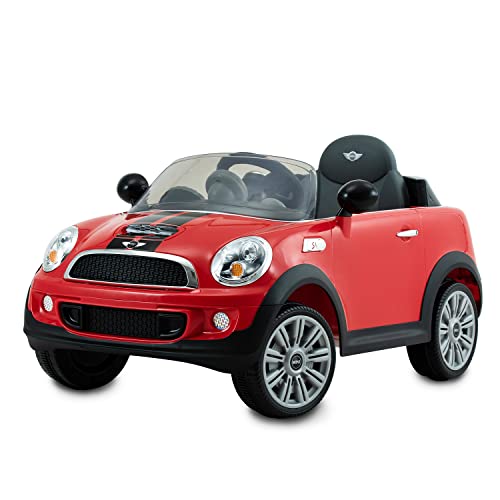 Rollplay Elektroauto Mini Cooper S 6V mit Fernbedienung – Softstart – 4 km/h Elektrofahrzeug für Kinder ab 3 Jahren, Hupe, Sicherheitsgurt, öffnende Tür, Lichter vorne, Bis max. 35 kg, rot 22412 von Rollplay