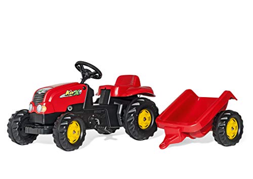 RollyToys rollyKid-X Trettraktor (mit Anhänger, Drehschemellenkung, Alter 2,5 - 5 Jahre, Heckkupplung) 012121 von rollytoys