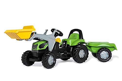 Rolly Toys rollyKid Deutz-Fahr 5115 G TB Trettraktor mit Anhänger (für Kinder von 2,5 bis 5 Jahren, Heckkupplung) 023196, grün von ROLLY TOYS