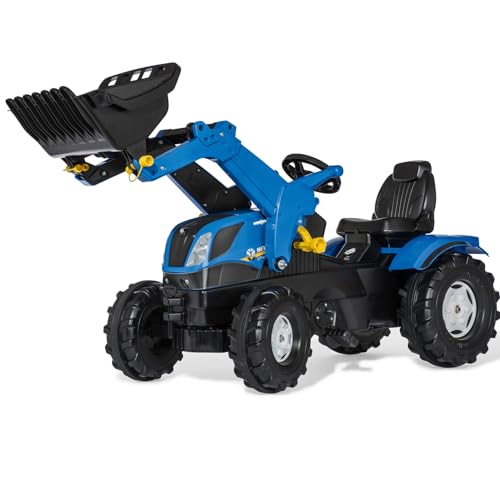 Rolly Toys rollyFarmtrac New Holland (für Kinder von 3-8 Jahre, verstellbarer Sitz, Flüsterlaufreifen, Front- und Heckkupplung) 611256, Groß, Blau von rollytoys