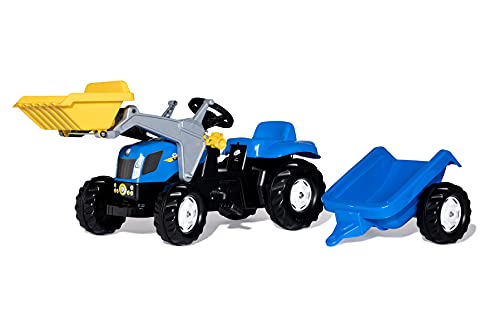 Rolly Toys 23929 New Holland 023929-rollyKid T 7040 Trettraktor mit Anhänger (für Kinder von 2,5 bis 5 Jahren, Heckkupplung), Blue, 161 x 47 x 55 cm von Rolly Toys