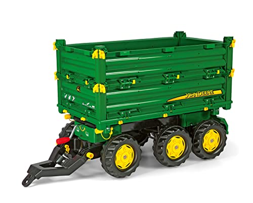 Rolly Toys rollyMulti Trailer John Deere Kipper (Dreiseitenkipper mit Gewindekurbel, Heckkupplung) 3 Jahre+, 125043, grün von Rolly Toys