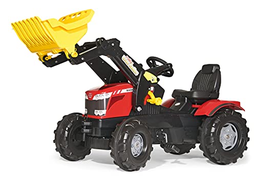 Rolly Toys rollyFarmtrac MF 7726 Tretfahrzeug (für Kinder ab drei Jahre, Flüsterlaufreifen, verstellbarer Sitz, Front- und Heckkupplung) 611133, 142.0 x 81.0 x 53.0 cm, Rot von ROLLY TOYS