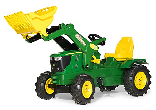 Rolly Toys John Deere rollyFarmtrac 6210R Trettraktor (für Kinder 3-8 Jahre, Luftbereifung, Frontlader, Sitz verstellbar) 611102, grün, Groß von Rolly Toys