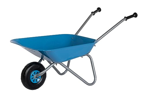 Rolly Toys Kinderschubkarre (Farbe blau/silber, Gartenschubkarre, Metallschubkarre, Spielzeug für Kinder ab 2,5 Jahren, belastbar bis 25 kg, Gartenwerkzeug hellblau für Kinder) 271764 von Rolly Toys