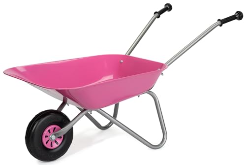 Rolly Toys Kinderschubkarre (Farbe pink/silber, Gartenschubkarre, Metallschubkarre, Spielzeug für Kinder ab 2,5 Jahren, belastbar bis 25 kg, Gartenwerkzeug rosa für Kinder) 274802 von Rolly Toys