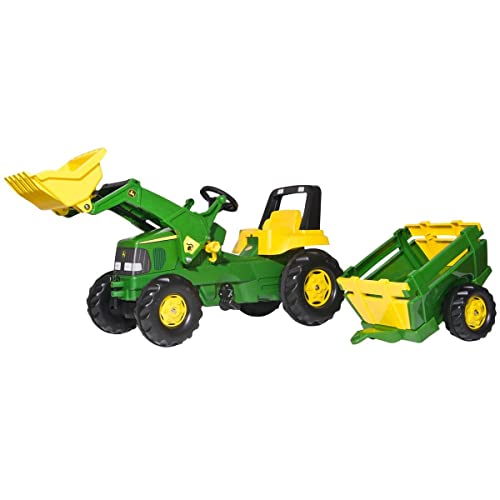 Rolly Toys Set Traktor Junior John Deere (Landwirtschaftstraktor für Kinder, Traktor für 3 bis 7-Jährige, Flüsterlaufreifen, Farbe Grün/Gelb,) 811496 von Rolly Toys