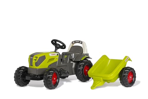 Rolly Toys rollyKid CLAAS AXOS 240 Trettraktor mit Anhänger (für Kinder von 2,5-5 Jahre, einstellbare Kettenspannung, Heckkupplung) 015047, grün von ROLLY TOYS