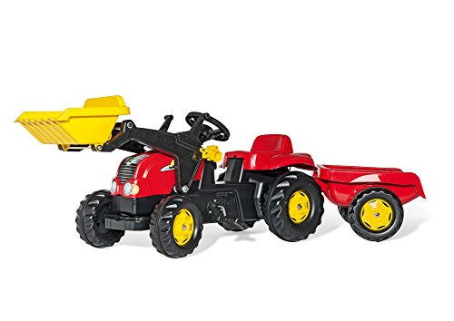 Rolly Toys 23127 - Traktor mit Lader und Anhänger, rot von rollytoys