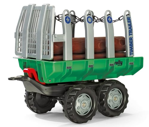 Rolly Toys rollyTimber Trailer (für Kinder von 3 - 10 Jahre, Zweiachsanhänger, Kippanhänger, mit Holzstämmen) 122158 von Rolly Toys