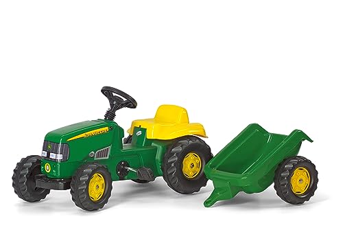 Rolly Toys rollyKid John Deere (Tretfahrzeug mit Anhänger, Drehschemellenkung, Alter 2,5 - 5 Jahre, Heckkupplung, Kinderfahrzeug) 012190 von Rolly Toys