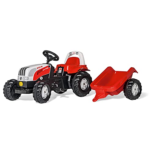 Rolly Toys rollyKid Steyr 6165 CVT Trettraktor (mit Anhänger, für Kinder ab 2,5 Jahre, Flüsterlaufreifen, Überrollbügel) 012510 von ROLLY TOYS