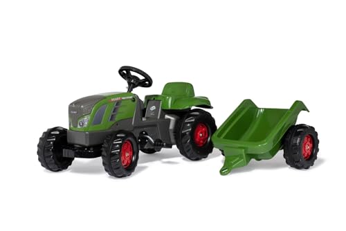 Rolly Toys rollyKid Fendt Vario (Trettraktor mit Anhänger für Kinder, Motorhaube zu öffnen, Kettenspannung einstellbar, Kinderfahrzeug) 13166 von rollytoys